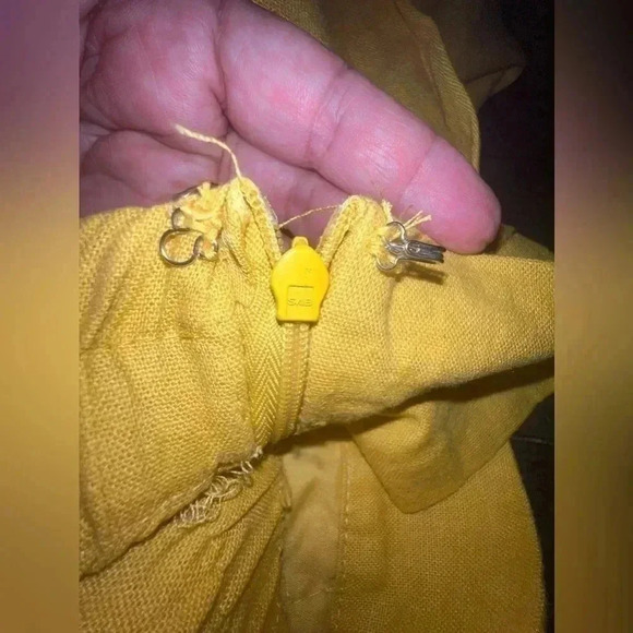 Chelsea & Theodore Linen blend Wide Leg cropped Pant Sz 12 Mustard - Picture 7 of 11